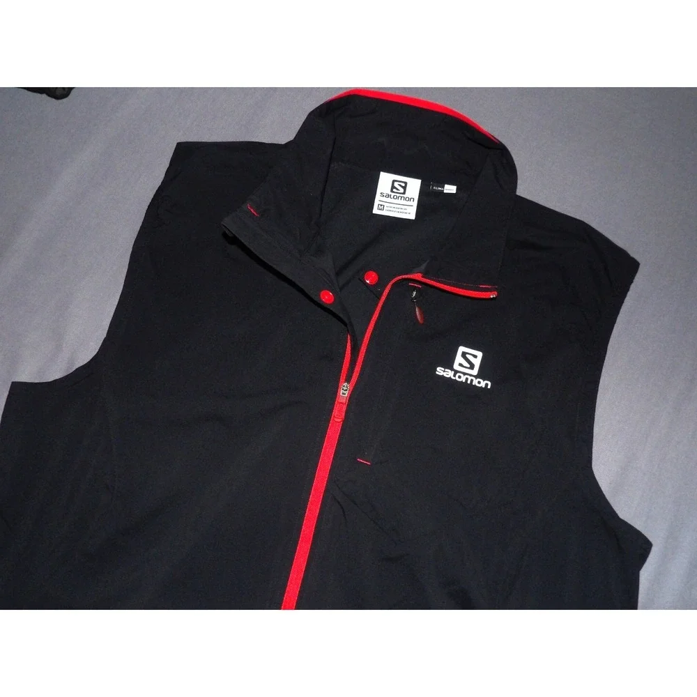 SALOMON‎ Clima WIND 100% Nylon Black Zip-Up Windbreaker Vest Jacket Men's Medium